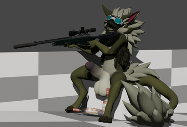anthro balls big_balls big_penis flaccid genitals gun handgun humanoid_genitalia humanoid_penis male penis ranged ranged_weapon rifle sniper solo weapon cadberry flage novabeast 3d_(artwork) digital_media_(artwork) hi_res