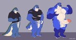 anthro balls black_clothing black_shirt black_topwear blue_body blue_fur blue_scales bulge clothing countershading fur genital_growth genitals glans green_spikes growth half-erect humanoid_genitalia humanoid_penis male musclegut muscular muscular_anthro muscular_male nude orange_glans penis penis_growth scales shirt solo species_transformation standing tan_balls tan_body tan_countershading tan_fur tan_penis topwear torn_clothing torn_shirt torn_topwear transformation transformation_sequence vein veiny_penis melaisen zaszthecroc bear crocodile crocodilian hybrid mammal reptile scalie 2021 absurd_res digital_media_(artwork) hi_res