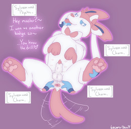 animal_genitalia animal_penis anus balls belly_nipples butt canine_genitalia canine_penis feral genitals imminent_bestiality interspecies knot_in_sheath lipsticking male paws penis penis_tip pokephilia presenting presenting_anus presenting_hindquarters sheath solo spread_anus spreading tail tail_motion tailwag talking_to_viewer telepathy text tongue tongue_out lucario-desu nintendo pokemon canid canine eeveelution generation_6_pokemon mammal pokemon_(species) sylveon english_text hi_res