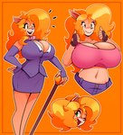 anthro big_breasts breasts clothing double_thumbs_up female fingerless_gloves gesture gloves green_eyes hair hand_gesture handwear huge_breasts navel one_eye_closed open_mouth orange_hair smile solo thumbs_up wink shoolmail activision crash_bandicoot_(series) tawna_bandicoot bandicoot mammal marsupial 2021 absurd_res hi_res