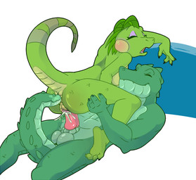 4_toes anal anal_penetration animal_genitalia anthro anus balls bed blush bodily_fluids breasts butt claws cum cum_in_vagina cum_inside double_penetration duo erection eyebrows eyelashes eyes_closed feet female female_penetrated from_front_position furniture genital_fluids genitals green_body green_scales headboard hindpaw horn lying male male/female male_penetrating male_penetrating_female moan non-mammal_breasts nude on_back on_bed open_mouth paws penetration penis raised_tail reverse_missionary_position scales sex side_boob simple_background smile straddling tail tail_fetish tail_play tail_sex teeth toes tongue vaginal vaginal_penetration vulva white_background lonbluewolf lizard reptile scalie 2013 digital_media_(artwork)