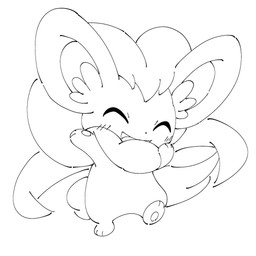 ambiguous_gender big_ears blush blush_lines eyes_closed feral happy open_mouth paws raised_paw solo tail noye nintendo pokemon cinccino generation_5_pokemon pokemon_(species) 1:1 2025 digital_drawing_(artwork) digital_media_(artwork) monochrome sketch