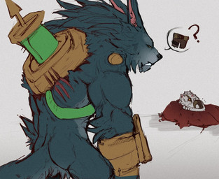 anthro cybernetics duo eye_patch eyewear fur machine male muscular muscular_anthro muscular_male nude_anthro nude_male white_body white_fur na1su league_of_legends mythology riot_games tencent rengar_(lol) warwick_(lol) canid canine felid lion mammal mythological_canine mythological_creature pantherine vastaya werecanid werecanine werecreature werewolf 2023 colored