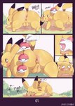 anal anal_penetration anus ass_up big_butt butt butt_focus confusion duo female feral genitals looking_at_viewer looking_back looking_pleasured male male/female nervous penetration pokeball pokeball_insertion pussy rear_view surprise surprised_expression text thick_thighs yellow_body amailemon nintendo pokemon generation_1_pokemon pikachu pokemon_(species) absurd_res comic hi_res