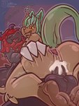anthro anus ball_tuft balls bed bed_sheet bedding bedroom_eyes big_butt bite biting_lip bodily_fluids butt butt_grab cum cum_in_pussy cum_inside duo eyes_closed feet female femboy fluffy furniture gaping gaping_anus genital_fluids genitals glistening glistening_body glistening_butt half-closed_eyes hand_on_butt hindpaw jewelry laying_on_top leaf leaf_hair leaf_tail looking_at_viewer lying male male/female moan narrowed_eyes necklace necklace_only nude on_back on_bed paws penetration penile penile_penetration plant plant_hair presenting presenting_hindquarters pseudo_hair pussy riding seductive sex spread_anus spread_legs spread_pussy spreading tail tuft vaginal vaginal_penetration yellow_eyes judasthesinner nintendo pokemon lucene_(livingfox66) maw_(mawx) eeveelution generation_4_pokemon generation_5_pokemon hybrid leafeon pokemon_(species) zoroark 3:4 hi_res