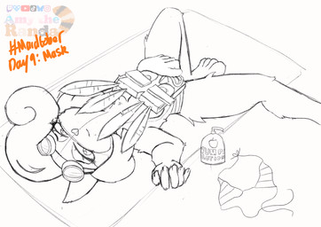 4_toes beach beach_towel bedroom_eyes bikini bikini_top_removed clothing eyewear eyewear_on_head feet female goggles goggles_on_head heart_nose heart_symbol holding_object looking_at_viewer looking_back lotion_bottle lying maidtober mask narrowed_eyes naturally_censored on_back raised_leg seductive solo swimwear toes towel tuft two-piece_swimsuit amytheranda activision crash_bandicoot_(series) aku_aku coco_bandicoot bandicoot mammal marsupial absurd_res guide_lines hi_res sketch unfinished watermark