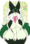 4_fingers anthro big_breasts breasts clothing female fingers fur huge_breasts leggings legwear open_mouth simple_background solo thick_thighs wide_hips james_andromeda nintendo pokemon domestic_cat felid feline felis generation_9_pokemon mammal meowscarada pokemon_(species) absurd_res hi_res