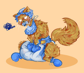 ageplay ambiguous_gender bib black_nose blue_bib blue_clothing blue_diaper blue_footwear blue_handwear blue_headwear blue_pacifier blush bodily_fluids bondage_gear bondage_gloves bonnet booties brown_body brown_fur brown_tail clean_diaper clothed clothing diaper fangs feral footwear frustrated fur hand_on_diaper handwear headgear headwear humiliation no_pupils object_in_mouth orange_background pacifier pacifier_in_mouth roleplay simple_background sitting solo sweat sweatdrop tail teeth touching_diaper wearing_diaper whiskers hammockcowboy daniel_mullins_games inscryption stoat_(inscryption) mammal mustelid musteline stoat true_musteline weasel 2025 full-length_portrait hi_res portrait