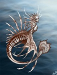 anthro breasts female fin looking_at_viewer nipple_outline nipples non-mammal_breasts non-mammal_nipples nude solo spines split_form stripes water rukis fish lionfish marine merfolk scorpaeniform