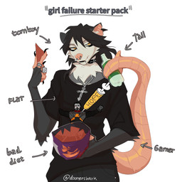alternative_fashion anthro beverage_bottle black_hair bottle bottomwear breasts chips_(food) clothed clothed_anthro clothing container cross cross_necklace eating_chips eyeliner facial_piercing female flat_chested food fully_clothed fully_clothed_anthro fur girlfailure goth grey_body grey_fur hair hairless_tail jewelry lip_piercing makeup necklace nose_piercing notched_ear pants piercing shirt small_breasts snakebite_piercing soda_bottle solo t-shirt tail text thick_tail tomboy topwear doomershark doritos frito-lay half-life valve gordon_freeman american_opossum mammal marsupial 1:1 english_text hi_res meme
