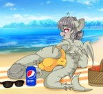 ahoge anus_outline balls_outline basket bat_wings beach beverage bulge container detailed_bulge duo feral fin genital_outline grey_body grey_hair hair hair_heart heart_ahoge hooves lying male membrane_(anatomy) membranous_wings on_side penis_outline pink_eyes sea seaside shark_tail sharp_teeth soda solo_focus stripes teeth tongue tongue_out underhoof water wings etoz hasbro my_little_pony pepsi fan_character ambient_arthropod ambient_crab ambient_crustacean ambient_sealife bat_pony equid equine fish hybrid mammal marine shark hi_res