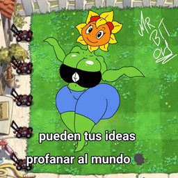 big_breasts big_butt black_eyes bottomwear breasts butt clothing eyelashes eyewear eyewear_on_head female flower freckled_face freckles goggles goggles_on_head long_eyelashes meme_pose pants plant shirt smile solo spanish text topwear mrbitoh electronic_arts plants_vs._zombies plants_vs._zombies_heroes popcap_games solar_flare_(pvz) elemental_creature flora_fauna flower_creature sunflower_(pvz) 1:1 meme spanish_text