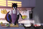 anthro clothed clothing detailed_background male pink_nose solo standing tail sinalanf mammal mephitid skunk 2023 digital_media_(artwork)