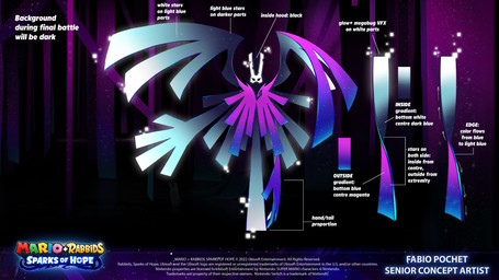 4_fingers ambiguous_gender blue_line_art copyright_symbol directional_arrow fingers flying front_view glowing_mask grey_body grey_wings legless light looking_at_viewer multicolored_body multicolored_wings not_furry number purple_curtains purple_poncho purple_wings simple_background solo spelling_error symbol text title white_mask wings year fabio_pochet valentina_moscon mario_bros mario_plus_rabbids_sparks_of_hope nintendo raving_rabbids rayman_(series) ubisoft cursa_(mario_plus_rabbids) celestial_being 16:9 2022 4k absurd_res artist_name colored colored_line_art concept_art crossover digital_drawing_(artwork) digital_media_(artwork) english_description english_text hi_res lighting official_art shaded widescreen female_(lore)