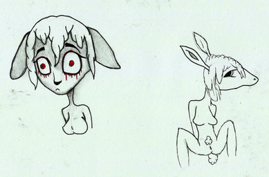 anthro bilemirth blood bodily_fluids crying depression female genitals ink simple_background simple_face solo spread_legs spreading tears vulva unhappy893 bovid caprine humanoid mammal sheep absurd_res hi_res traditional_media_(artwork)