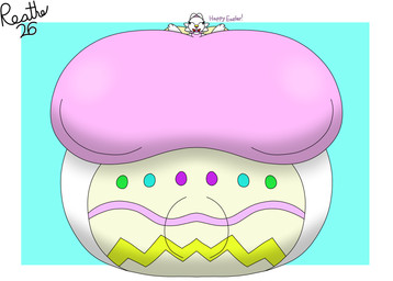 accessory anthro belly big_belly big_breasts big_butt big_navel big_nipples blue_background bodypaint border bottomwear breasts buckteeth butt clothing crop_top dialogue eyelashes eyes_closed female hair_accessory hairband holidays huge_belly huge_breasts huge_butt huge_navel huge_nipples hyper hyper_belly hyper_breasts hyper_butt hyper_navel hyper_nipples hyper_pregnancy immobile navel nipple_outline nipples open_mouth open_smile outie_navel pink_clothing pink_crop_top pink_hairband pink_nose pink_shirt pink_tongue pink_topwear pregnant pregnant_anthro pregnant_female red_mouth shirt shorts simple_background smile solo teeth text tight_clothing tongue topwear white_body white_border yellow_bottomwear yellow_clothing yellow_shorts reathe easter nintendo pokemon cassi_(reathe) generation_8_pokemon lagomorph leporid mammal pokemon_(species) rabbit scorbunny 2026 absurd_res colored digital_media_(artwork) english_text hi_res shaded signature