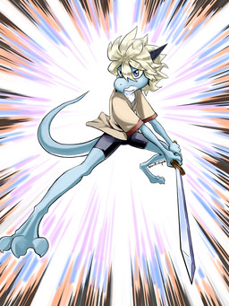 3_toes action_pose ambiguous_gender anthro blue_body blue_eyes blue_skin bottomwear claws clothing detailed_background digitigrade feet hair holding_object holding_weapon long_tail melee_weapon pointy_ears pose short_hair shorts slim snout solo spandex spandex_shorts sunburst_background sword tail tight_bottomwear tight_clothing tight_shorts toe_claws toes weapon white_hair young actualpendragon ryusei_kelly ambiguous_species lizard reptile scalie absurd_res digital_drawing_(artwork) digital_media_(artwork) hi_res