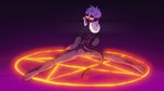 athletic athletic_male butt claws feet glowing glowing_eyes gradient_background hair humanoid_pointy_ears invocation long_hair male nude occult_symbol pentagram pointy_ears pose pupils purple_body simple_background slit_pupils soles solo spread_legs spreading symbol tail white_hair kimero_kat frank_fathih demon humanoid 16:9 4k absurd_res hi_res pinup purple_theme wallpaper widescreen