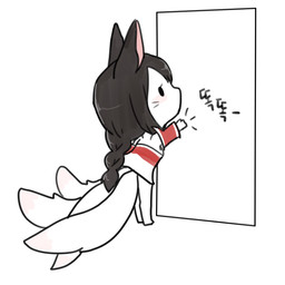 4_tails black_hair blush chibi female hair knocking multi_tail simple_background solo standing tail white_background hamze league_of_legends riot_games tencent ahri_(lol) animal_humanoid canid canid_humanoid canine canine_humanoid fox_humanoid humanoid mammal mammal_humanoid 1:1 2015