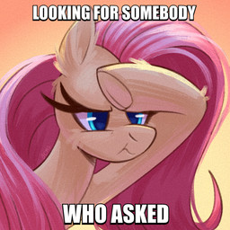 blue_eyes caption eyelashes female feral fur hair hand_on_forehead pink_hair solo text top_text_bottom_text_meme yellow_body yellow_fur candy_meow candymeow333 friendship_is_magic hasbro my_little_pony fluttershy_(mlp) equid equine mammal 1:1 english_text hi_res meme reaction_image