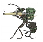 ambiguous_gender anthro army backpack black_border border eyewear goggles humor military missile_launcher pun ranged_weapon rocket_launcher soldier solo visual_pun warrior weapon strawberry_dragon_(artist) ant army_ant arthropod hymenopteran insect low_res