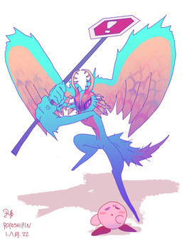 ambiguous_gender angry anthro antlers biped blush blush_stickers bristled_fur bristled_tail chest_tuft colored_nails countershade_torso countershading cross-popping_vein death_glare digitigrade dipstick_tail duo fingernails fluffy fluffy_tail fur head_wings holding_melee_weapon holding_object holding_weapon horn huge_wings impending_doom improvised_weapon larger_anthro looking_at_another markings melee_weapon mouthless multicolored_body multicolored_eyes multicolored_fur nails neck_tuft oblivious orange_body orange_fur pink_body pink_eyes pupils purple_fingernails purple_nails purple_sclera red_body simple_background size_difference stop_sign tail tail_markings tan_body tan_fur teal_body teal_eyes teal_fur tuft unusual_wing_placement weapon white_background white_pupils wings roposhipin kirby_(series) kirby_and_the_forgotten_land nintendo fecto_elfilis kirby alien chinchilla chinchillid mammal rodent starling_(kirby) waddling_head 2022 absurd_res dated digital_drawing_(artwork) digital_media_(artwork) english_description hi_res signature