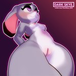 1:1 3d_(artwork) anthro black_body black_fur blush breasts darkskye_(artist) digital_media_(artwork) disney female fur genitals grey_body grey_fur hands_behind_back hi_res huge_hips judy_hopps lagomorph leporid long_ears low-angle_view mammal multicolored_body multicolored_fur navel nipples nude purple_eyes pussy rabbit simple_background small_breasts solo standing text thick_thighs url white_body white_fur wide_hips zootopia