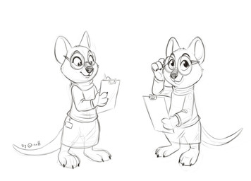 anthro bottomwear clipboard clothing eyewear female glass glasses paws shirt simple_background skirt solo tail therapist topwear white_background o-ruff disney zootopia dr._fuzzby macropod mammal marsupial quokka hi_res monochrome sketch