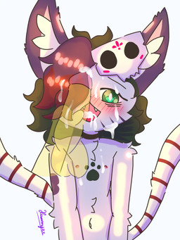 2_tails adolescent anthro balls blush bodily_fluids choker cum cum_in_mouth cum_inside cum_on_face disembodied_hand disembodied_penis duo eyebrows eyelashes female female_focus fish_hooking flat_chested fur genital_fluids genitals green_eyes green_hair hair humanoid_genitalia humanoid_penis inner_ear_fluff jewelry looking_at_genitalia looking_at_penis looking_pleasured male male/female markings mask multi_tail multicolored_hair navel necklace nipples nude nude_anthro nude_female open_mouth penis pink_inner_ear purple_ears purple_hair red_hair red_tail short_hair simple_background solo_focus striped_markings striped_tail stripes tail tail_markings teeth_showing tuft white_background white_body white_fur white_inner_ear_fluff white_tail yellow_body young young_anthro young_female conditional_dnp xammyxx anon demi_(xammyxx) domestic_cat felid feline felis mammal 2025 3:4 absurd_res digital_media_(artwork) hi_res ibispaint_(artwork) shaded signature watermark