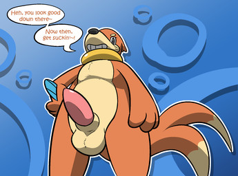 abstract_background animal_genitalia balls dialogue erection fellatio_request genitals grin looking_at_viewer looking_down looking_down_at_viewer low-angle_view male oral_request penis requesting sex_request sheath sheathed_tapering_penis smile solo speech_bubble talking_to_viewer tapering_penis text silvrsterlng nintendo pokemon buizel generation_4_pokemon pokemon_(species) english_text hi_res