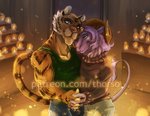 2020 anthro anthro_on_anthro beastars bengal_tiger bill_(beastars) bovid candle caprine clothed clothing countershading dall_sheep duo felid fully_clothed interspecies male male/male mammal pantherine pina_(beastars) romantic romantic_ambiance romantic_couple sheep text thorso_the_vile tiger url