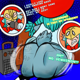 abstract_background ass_clapping bed bed_sheet bedding bedo big_butt blue_background blue_body bow_(feature) bow_tie butt cape claws clothed clothing crouching electronics facial_expressions facial_markings feathered_wings feathers female fingers furniture gloves hair handwear happy hat head_markings headgear headwear huge_butt long_hair lyrics markings mask microphone motion_lines mouth_closed music open_mouth raised_tail rapper rapping scared shaking_butt short_stack simple_background singing size_difference smaller_female smile solo song speaker surprise surprised_expression tail tail_feathers teeth text thick_thighs topwear touching_own_leg twerking vulgar white_body wide_hips wings lacasadelosdibujosua bandai_namco digimon animal_humanoid avian avian_humanoid bird bird_humanoid digimon_(species) humanoid sirenmon taur 1:1 2025 colored digital_drawing_(artwork) digital_media_(artwork) english_description english_text shaded