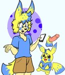 anthro bottomwear clothing disembodied_penis duo eyewear feral genitals male penis shirt shorts solo_focus topwear furboi_(furboi_pine) nintendo pokemon retrochu generation_1_pokemon pikachu pokemon_(species) hi_res