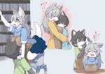 age_difference anthro apron between_breasts big_breasts black_hair blue_eyes blush bodily_fluids bottomwear breasts cjk_character clothed clothing countershading duo ear_tuft eyes_closed feet female fingers fully_clothed grey_background grey_hair hair heart_eyes heart_symbol hug kemono ladder long_hair male male/female mature_anthro mature_female older_female open_mouth open_smile scratching scratching_ear shirt simple_background skirt smile sweat sweatdrop text toes topwear tuft younger_male koorinezumi canid canine canis mammal wolf 2021 digital_media_(artwork) hi_res japanese_text translation_request mother_(lore) mother_and_child_(lore) mother_and_son_(lore) parent_(lore) parent_and_child_(lore) parent_and_son_(lore) son_(lore)