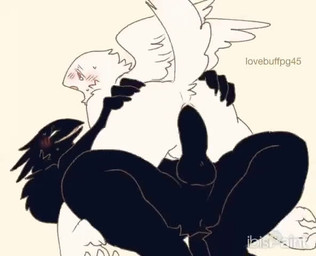 anal anal_penetration anthro anthro_on_anthro anthro_penetrated anthro_penetrating anthro_penetrating_anthro avian_feet balls biped black_balls black_body black_feathers black_penis blush bodily_fluids butt butt_grab cowgirl_position duo empty_eyes feathered_wings feathers from_front_position genitals hand_on_butt heart_reaction kneeling looking_at_another looking_at_partner male male/male male_penetrated male_penetrating male_penetrating_male muscular muscular_anthro muscular_male narrowed_eyes on_bottom on_top open_mouth penetration penile penile_penetration penis rear_view red_eyes sex simple_background smile sweat tail text thrusting white_balls white_body white_eyes white_feathers white_tail white_wings wings yellow_background lovebuffpg45 abby_(pegu2726) azure_(pegu2726) avian 2d_animation animated artist_name frame_by_frame loop no_sound short_playtime video