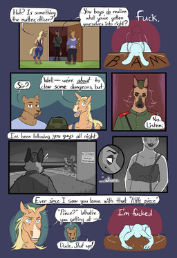 anthro breast_squish breasts brown_body clothed clothing detailed_background dialogue duffel_bag ear_piercing facial_scar female fur group hair inner_monologue male muscular muscular_male overweight overweight_male piercing profanity scar simple_background squish sunflower_(halcyon) text thinking walker_(halcyon) lost_andsafe halcyon_(series) bores_(halcyon) bear canid canine canis domestic_dog equid equine german_shepherd herding_dog horse lagomorph leporid mammal pastoral_dog rabbit 2025 absurd_res comic digital_media_(artwork) english_text greyscale hi_res monochrome russian_text