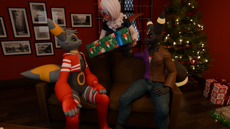 anthro anthrofied athletic athletic_male christmas_tree clothed clothing female furniture gift giving_gift group holidays inside legwear male plant sitting sofa standing thigh_highs tree trio zero3delta christmas nintendo pokemon kyanto rose_duskclaw zero3_delta absol eeveelution generation_2_pokemon generation_3_pokemon mammal pokemon_(species) shiny_pokemon umbreon 16:9 3d_(artwork) blender_(artwork) blender_cycles_(artwork) digital_media_(artwork) hi_res widescreen maleherm_(lore)
