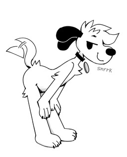 3_fingers 3_toes ambiguous_gender anthro bent_over black_body black_collar black_ears black_eyebrows black_eyes black_fur black_nose chest_tuft claws closed_smile collar collar_only collar_tag eye_spots eyebrows feet finger_claws fingers floppy_ears fur grey_text head_tuft mouth_closed multicolored_body multicolored_fur narrowed_eyes nude side_view simple_background smile smirk solo standing tail tail_motion tailwag text toe_claws toes tuft white_background white_body white_fur cocadope coca_(cocadope) canid canine canis domestic_dog mammal 2025 absurd_res black_and_white hi_res line_art monochrome shaded shaded_line_art male_(lore)