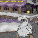 anthro detailed_background forest forest_background fur male nature nature_background plant river shopping_bag snow solo tail text town tree walking wool_(fur) relyt2442 inktober the_nature_of_predators firon_(nopov) mammal venlil_(the_nature_of_predators) 1:1 2024 digital_media_(artwork) hi_res