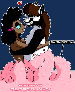accessory anthro anthro_on_anthro beard black_arms black_beard black_facial_hair black_hair black_sclera blue_sclera breast_squish breasts brown_body brown_eyes brown_hair brown_nipples eye_contact eyewear facial_hair female frosting glasses hair hair_accessory hairclip heart_hair_accessory heart_hairclip heart_symbol hug interspecies long_hair looking_at_another male male/female nipples nude nude_anthro nude_female nude_male outline overweight overweight_anthro overweight_male pink_frosting simple_background smile squish standing tail text transparent_background wam wearing_glasses white_body white_eyes white_outline surrealatorium cupcake_(pinkcupcakepup) pepper_stripes bear canid canine canis domestic_dog giant_panda mammal poodle 2025 absurd_res alpha_channel english_text hi_res
