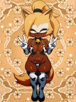 animal_print animal_print_bikini animal_print_thigh_highs anthro bell bell_collar big_breasts bikini black_collar black_nose blush border breasts camel_toe clothing collar cow_print cow_print_armwear cow_print_bikini cow_print_thigh_highs cowbell eyelashes eyes_closed eyeshadow fangs female fur gesture hair hand_gesture legwear looking_at_viewer makeup navel open_mouth open_smile pattern_bikini pattern_clothing pattern_legwear pattern_swimwear pattern_thigh_highs ponytail smile solo standing swimwear teeth text thick_thighs thigh_highs two-piece_swimsuit v_sign wide_hips x_logo genyacero idw_publishing sega sonic_the_hedgehog_(comics) sonic_the_hedgehog_(idw) sonic_the_hedgehog_(series) whisper_the_wolf canid canine canis mammal wolf 3:4 artist_name hi_res