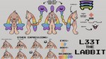 brown_body brown_fur eyewear female fur glasses heterochromia multicolored_ears multicolored_tail rainbow_ears rainbow_tail semi-anthro solo tail teeth text not_a_furfag l33t_(labbit) labbit 16:9 absurd_res english_text expression_sheet hi_res model_sheet widescreen