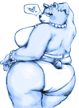 anthro arm_tuft bedroom_eyes big_breasts big_butt biped blue_heart blush blush_lines bra bracelet breasts butt claws closed_smile clothed clothed_anthro clothed_female clothing digit_ring elderly elderly_anthro elderly_female eyebrows eyelashes eyeshadow eyewear female finger_claws fingers flower flower_on_head fur fur_tuft gem glasses glistening glistening_eyelids half-closed_eyes head_turned heart_symbol huge_breasts huge_butt humanoid_hands jewelry legs_together lipstick looking_at_viewer looking_back looking_back_at_viewer makeup mature_anthro mature_female mouth_closed narrowed_eyes necklace panties pearl_(gem) pearl_bracelet pearl_necklace plant pose rear_view ring seductive short_tail smile smiling_at_viewer snout solo speech_bubble standing tail thick_arms thick_thighs thin_eyebrows tuft underwear wearing_glasses lillith_kitsune bear mammal 2024 absurd_res blue_and_white digital_drawing_(artwork) digital_media_(artwork) hi_res monochrome pinup