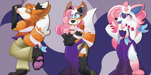 anthro blue_eyes cellphone clothed clothing dress electronics female fur gender_transformation hypnosis khaki_pants male mind_alteration mind_control mtf_transformation orange_body orange_clothing orange_fur orange_shirt orange_topwear phone phone_screen purple_clothing purple_dress purple_eyes shirt smartphone standing three_frame_sequence topwear transformation transformation_sequence white_body white_fur playfingers nintendo pokemon jdxtreme canid canine eeveelution fox generation_6_pokemon mammal pokemon_(species) sylveon 2:1 absurd_res hi_res