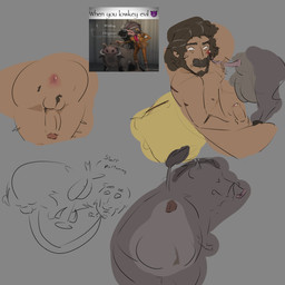 animal_genitalia animal_penis balls bestiality big_balls blush bodily_fluids duo feral foreskin genitals handjob handjob_while_masturbating huge_balls imminent_fellatio imminent_oral male male/male nervous penile penis porcine_penis presenting sex sweat sweatdrop anonymous_artist identity_v murro_(identity_v) human mammal suid suine sus_(pig) wild_boar 1:1 hi_res sketch