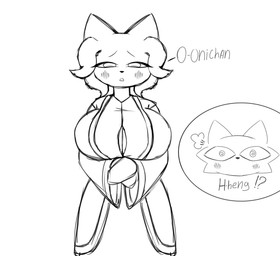 anthro big_breasts breasts cleavage clothed clothing dialogue duo female male male/female robe gojo_skull nine_sols red_candle_games heng_(nine_sols) yi_(nine_sols) felid feline mammal solarian hi_res monochrome sketch brother_(lore) brother_and_sister_(lore) sibling_(lore) sister_(lore)