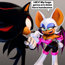 anthro big_breasts black_hair blue_eyes blue_eyeshadow bodysuit breasts cleavage clothed clothing duo eyeshadow female gesture hair hand_gesture lipstick makeup male multicolored_hair pointing pointing_at_breasts pointing_at_self red_eyes red_hair skinsuit smile text tight_clothing two_tone_hair white_hair wings hunicrio sega sonic_the_hedgehog_(series) rouge_the_bat shadow_the_hedgehog bat eulipotyphlan hedgehog mammal 1:1 3d_(artwork) absurd_res digital_media_(artwork) english_text hi_res