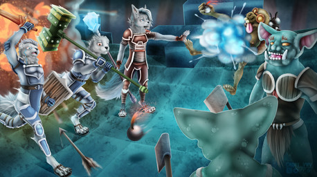 adamantite_armor anthro armor axe cobalt_armor cubes dynamite elemental_manipulation explosion explosives group hammer ice_manipulation magic male male/male melee_weapon shield stick sword tools trio weapon rory_vwv hytale melham_maiers canid canine fox goblin mammal mustelid musteline orc otter true_musteline weasel hi_res