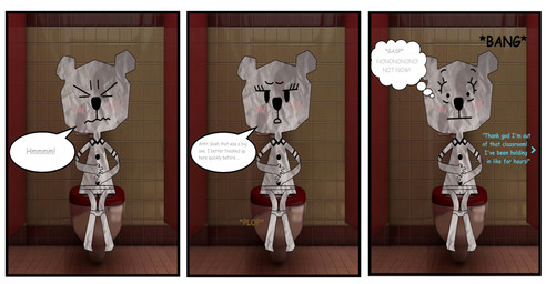 anthro bathroom bodily_fluids clothed clothing clothing_around_legs feces feces_in_ass feces_in_toilet female genital_fluids genitals loli panties panties_around_legs panties_down paper partially_clothed pooping pooping_in_toilet public_restroom relieved restroom_stall sitting sitting_on_toilet sneaking solo sound_effects struggling surprised text toilet toilet_use underwear underwear_around_legs underwear_down vulva young young_anthro young_female lincylover_(artist) cartoon_network the_amazing_world_of_gumball teri_(tawog) bear mammal paper_creature comic digital_drawing_(artwork) digital_media_(artwork) english_text hi_res mixed_media