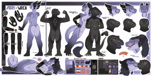 4_toes 5_fingers 5_toes abs anthro anus areola balls biceps black_body black_horn black_penis blush breasts brown_body butt claws cybernetic_arm cybernetic_hand cybernetic_limb cybernetics duo erection eye_contact eye_markings facial_piercing feet female fingers flexing_muscles fluffy fluffy_arms fluffy_butt fluffy_hips fluffy_tail foreskin freckles front_view fur furgonomic_piercing furgonomics genitals gold_piercing gradient_limbs grey_body grey_hair grey_penis hair half-erect hand_on_hip holding_partner holding_partner's_head horn humanoid_genitalia humanoid_penis kissing kissing_cheek leaning leaning_on_another long_hair long_tail looking_at_another looking_at_viewer lying machine male male/female markings multi_horn multicolored_body muscular muscular_anthro muscular_male muzzle_piercing nails narrowed_eyebrows narrowed_eyes nipple_piercing nipples non-mammal_balls non-mammal_breasts non-mammal_hair non-mammal_nipples non-mammal_vulva nose_piercing nude on_side open_mouth open_smile orange_anus orange_areola orange_eyes orange_nipples orange_vulva palette pawpads penis piercing pink_tongue plantigrade ponytail prosthetic prosthetic_arm prosthetic_hand prosthetic_limb purple_body purple_eyes purple_flesh purple_fur purple_tongue raised_tail rear_view romantic romantic_couple scales side_view silver_piercing simple_background size_difference small_breasts smile spots standing tail teeth text tied_hair toes tongue tongue_out tongue_piercing toothless_mouth tuft two_tone_body vulva white_body white_claws white_fur wrinkled_skin wrinkles wrinkly_balls yellow_sclera rhaelrhaelrasputin mythology ari_(rhaelrhaelrasputin) wren_(rhaelrhaelrasputin) dragon komodo_dragon lizard monitor_lizard mythological_creature mythological_scalie reptile scalie 2:1 absurd_res english_text hi_res